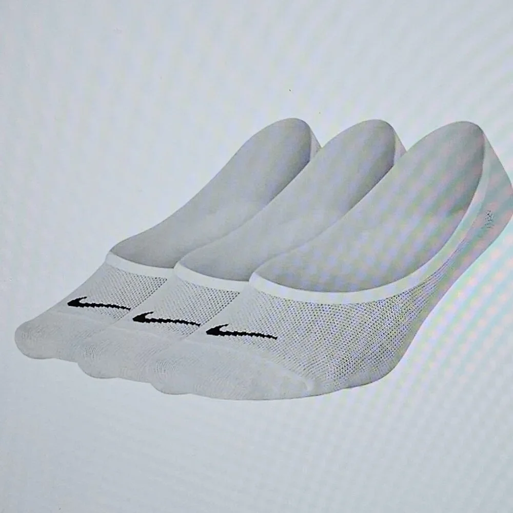3 Pair Women's Nike No Show/ Liner Size M  Dri-Fit Socks White 3 Pack